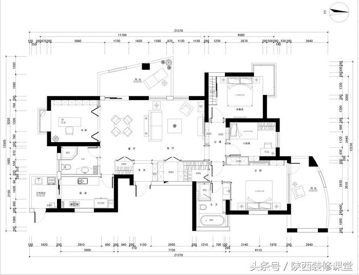 4房2厅2卫简约风格装修,160平方米房子装修美式轻奢