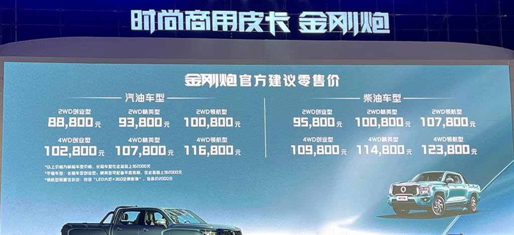 长城金刚炮上市2.0t柴油汽油动力,长城金刚炮四驱版发布