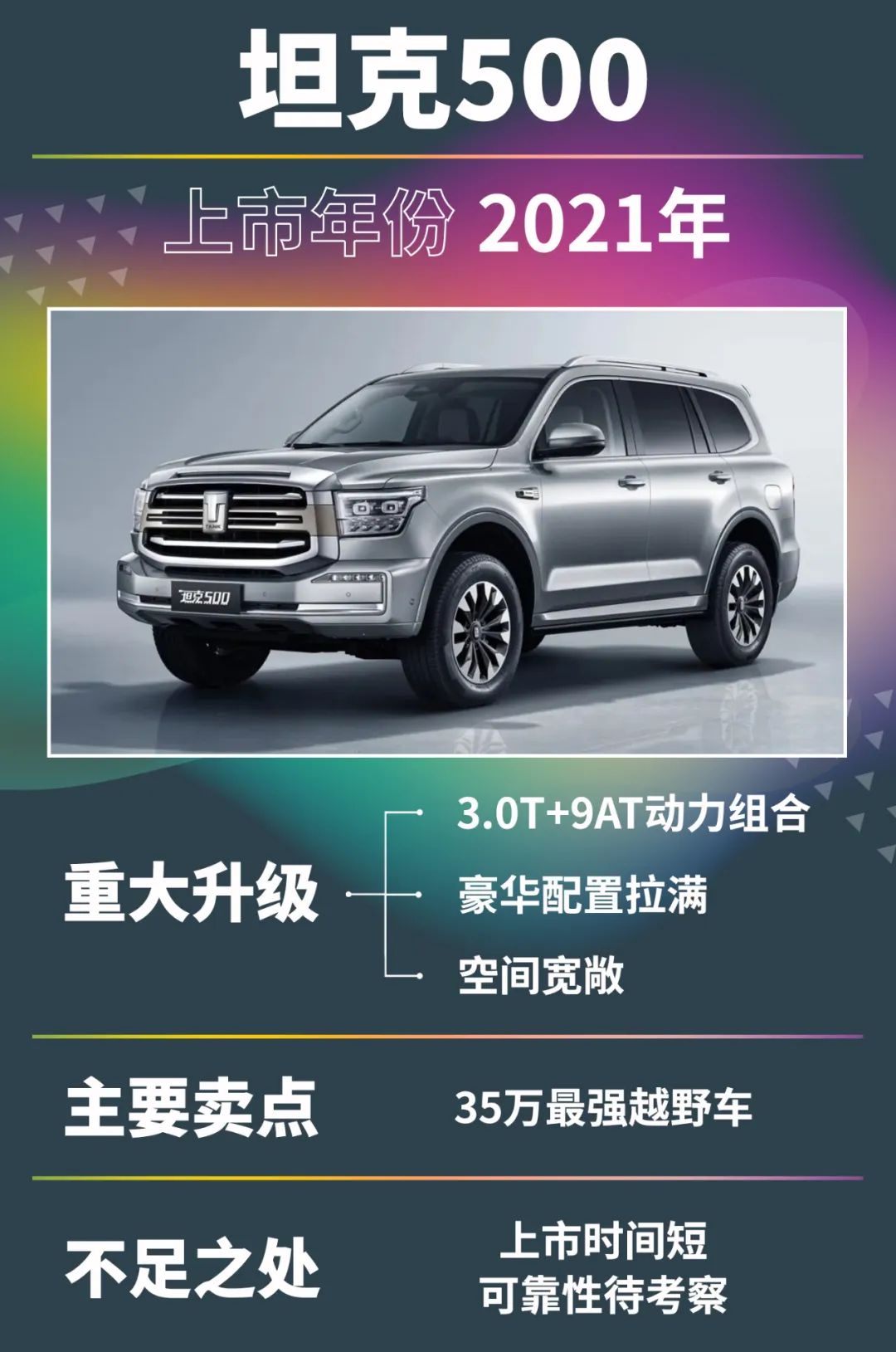 长城坦克500运动版7座售价,长城坦克500核心技术