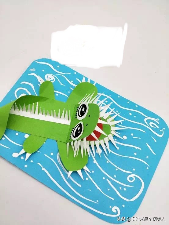 简单画大鳄鱼,儿童画大鳄龟