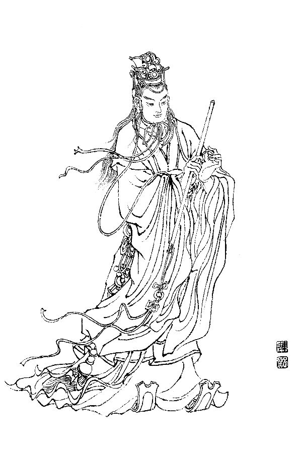 彭连熙工笔白描人物作品,工笔戏曲净角人物白描底稿