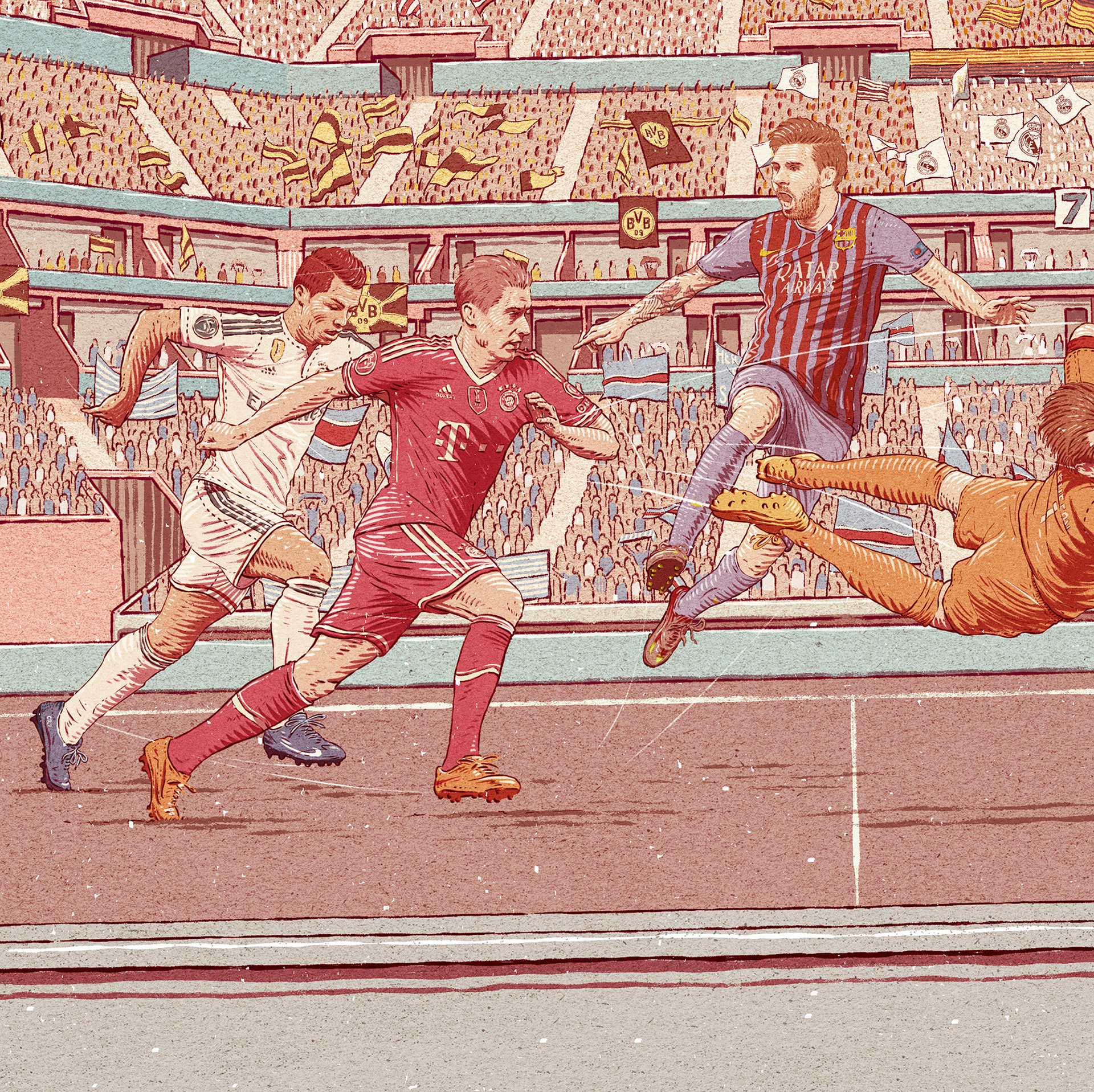 纯手绘足球运动员,关于足球的手绘画