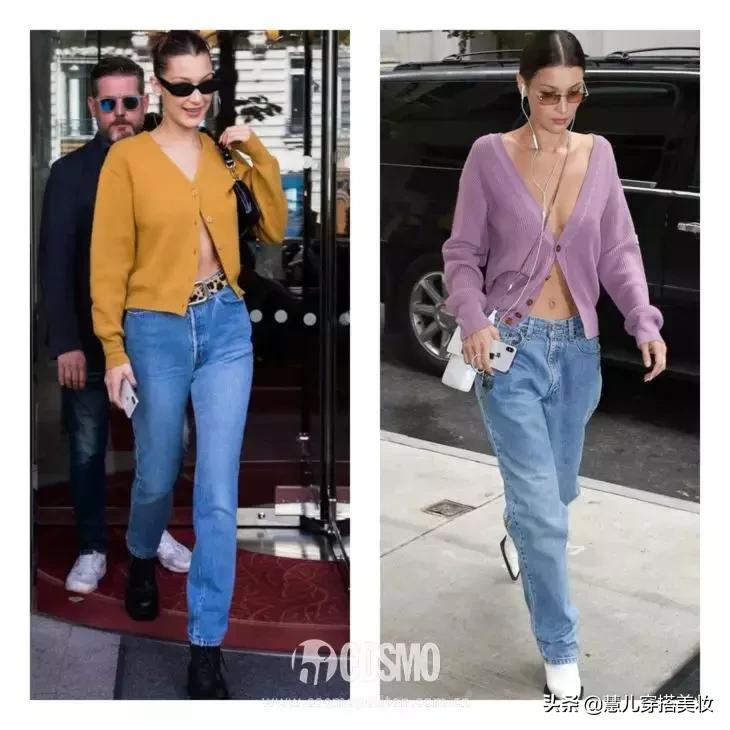 针织开衫加阔腿裤春,黑色v领针织小开衫搭配阔腿裤