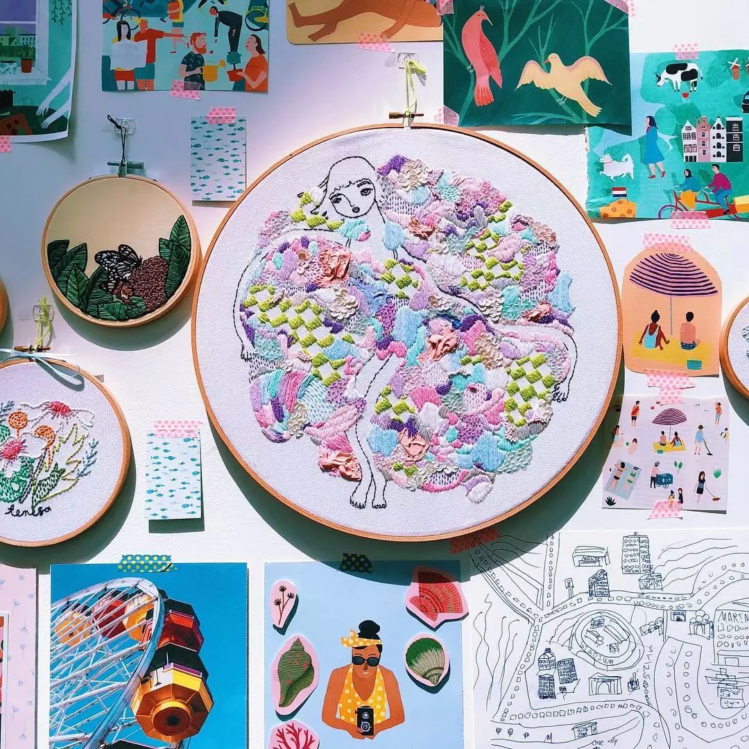 姑娘带着针线去旅游,刺绣记录最美风景，Gucci都找她合作！