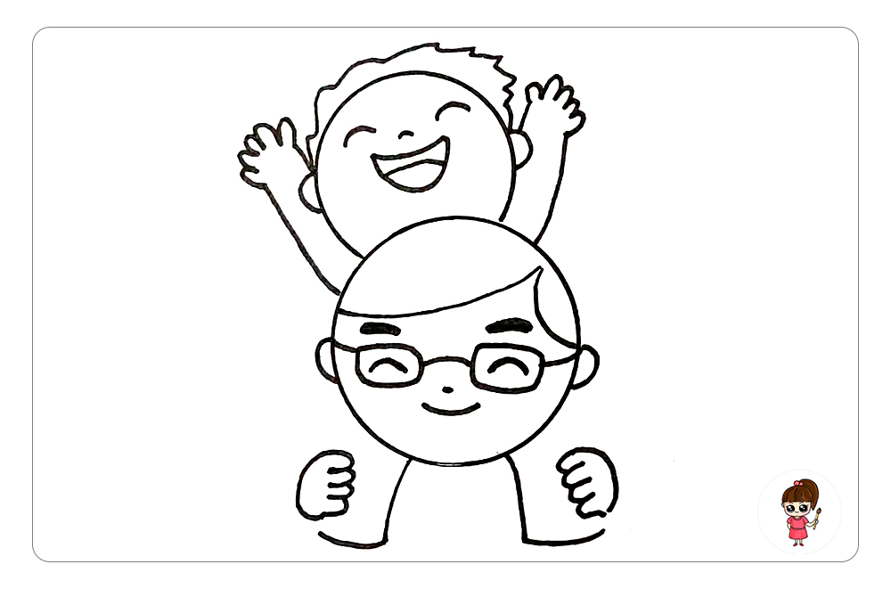 父亲节快乐的手抄报简笔画,孙子祝爷爷父亲节快乐的简笔画