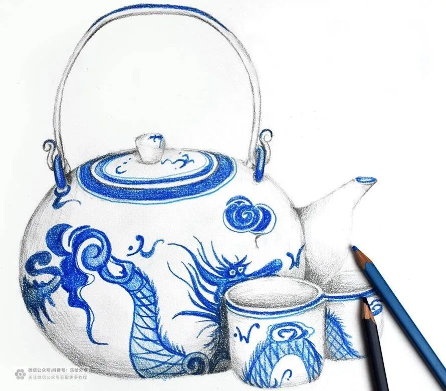 青花瓷小学生创意画,青花瓷简笔画儿童画最简单