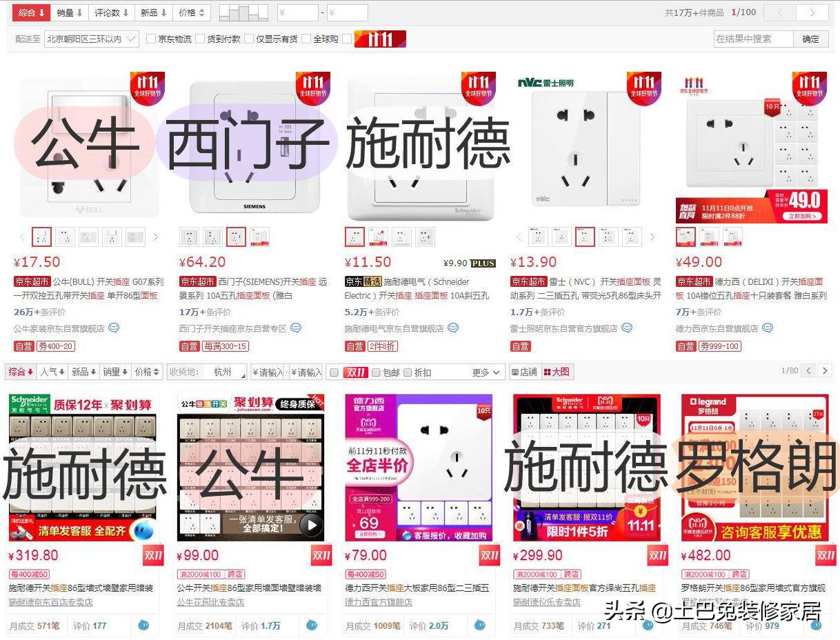 施耐德插座和西门子插座之比较,公牛施耐德西门子插座