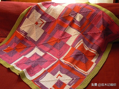 棒针编织漂亮的方块毯子,编织毯子棒针花样左右交叉