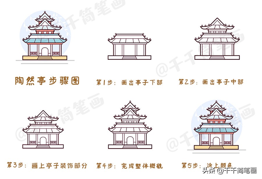 风景建筑简笔画,简笔画风景主题作品图片