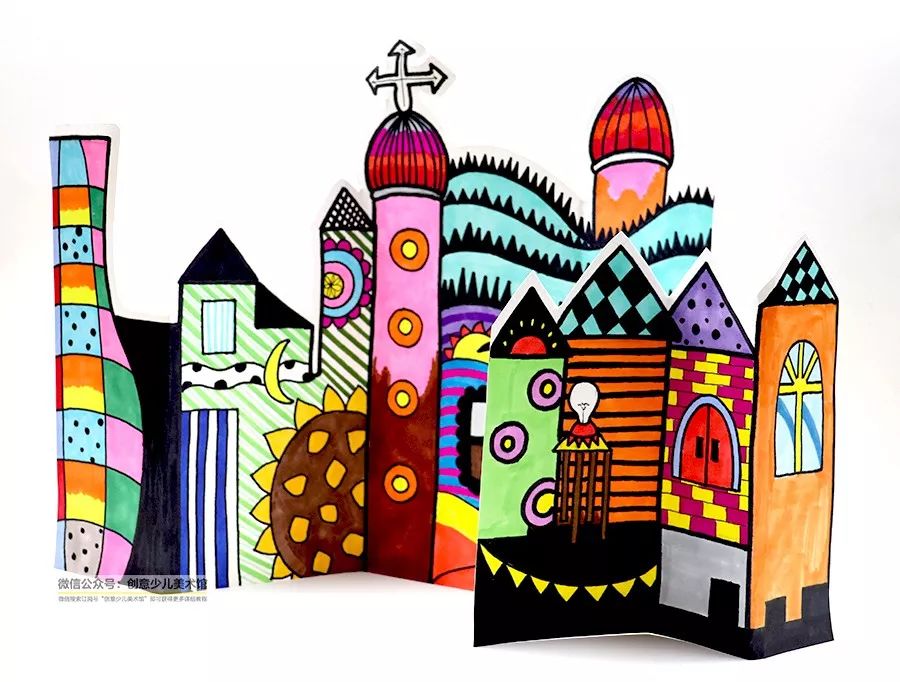 匈牙利特色建筑城堡儿童画,创意儿童画美丽的房子