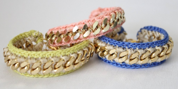 创意手链钩织,别致足金编织手链女款