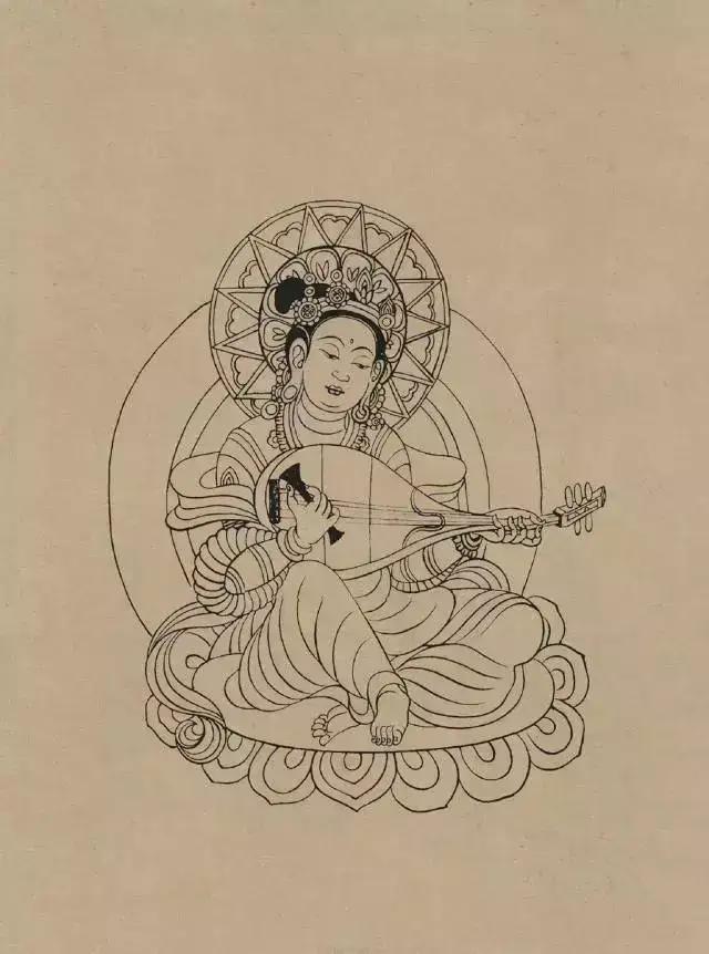 敦煌画线稿描摹,敦煌壁画白描勾线教程