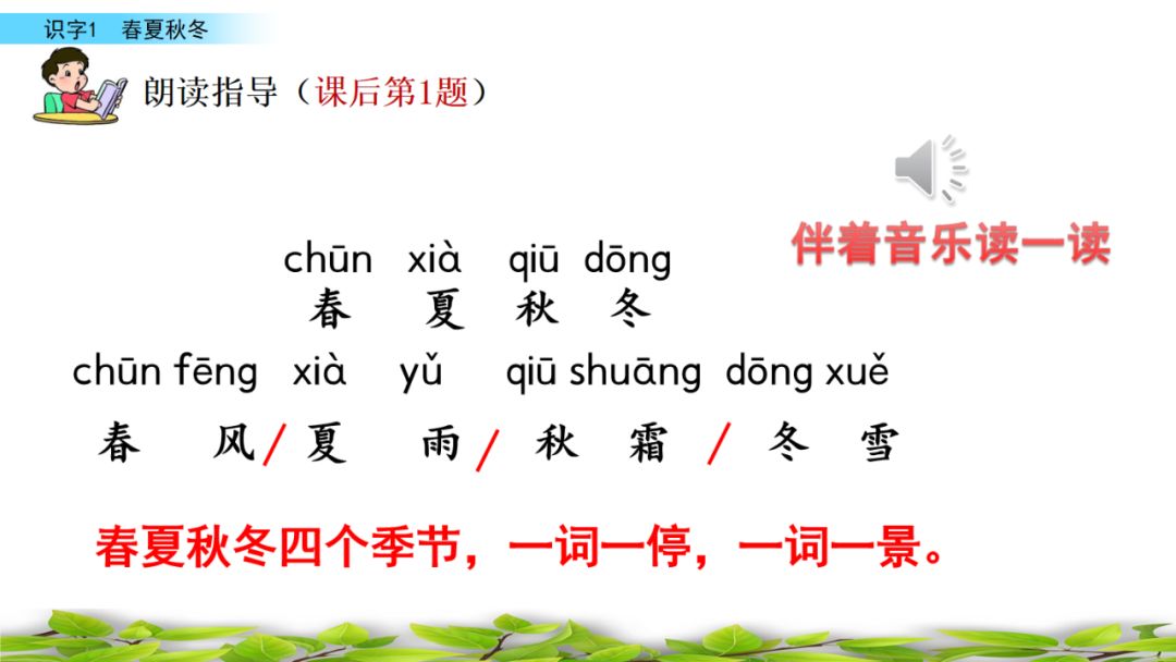 一年级语文下册春夏秋冬生字笔画,部编版一年级上册课文朗读完整版