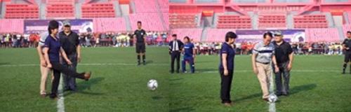 中国足球老运动员们踢友谊赛,中国足球球迷助威