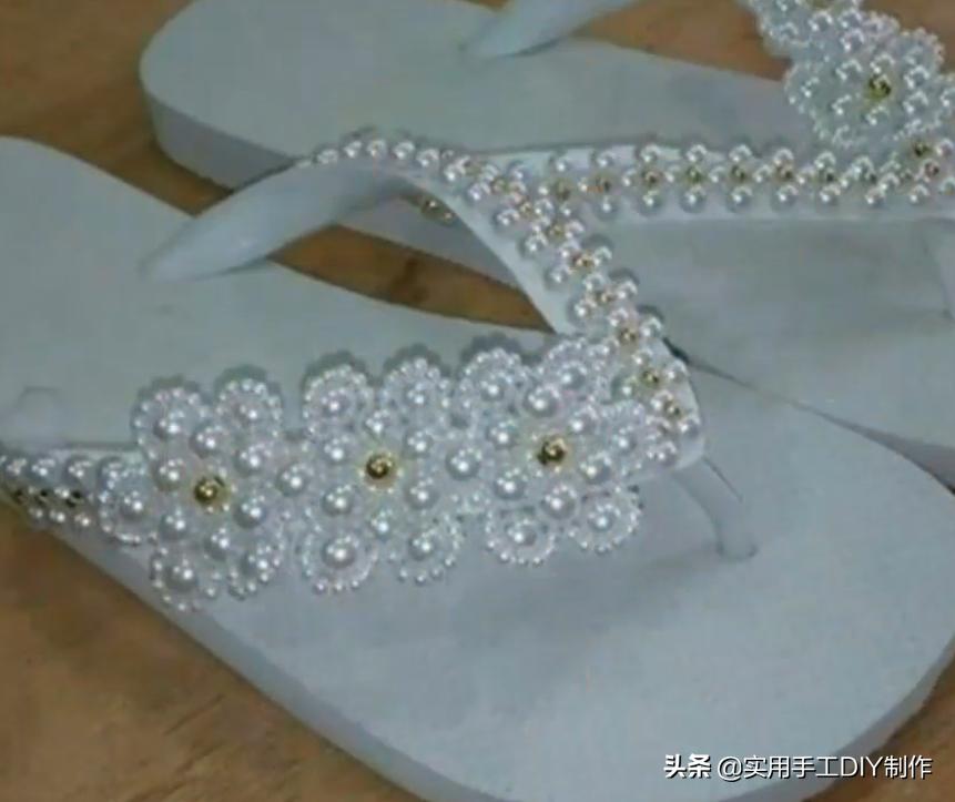 复古人字凉鞋串珠,手工串珠编织拖鞋