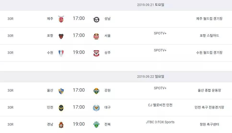 2018韩国k1联赛季后赛,2019韩国k1联赛综述第二十九轮