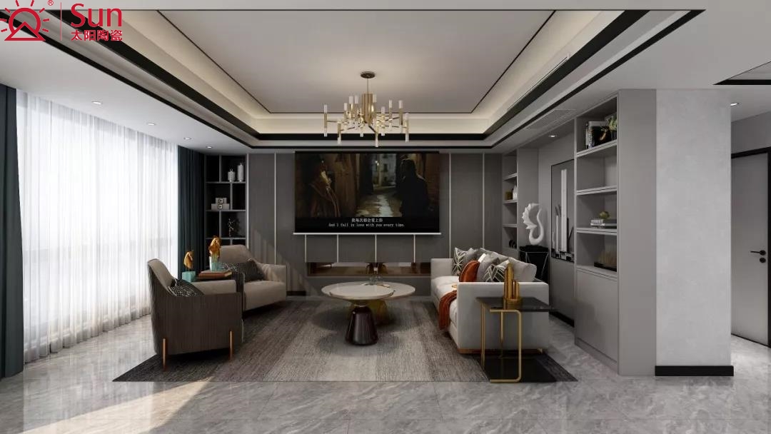 客厅铺月亮白瓷砖好看吗,客厅柔光瓷砖搭配图案大全