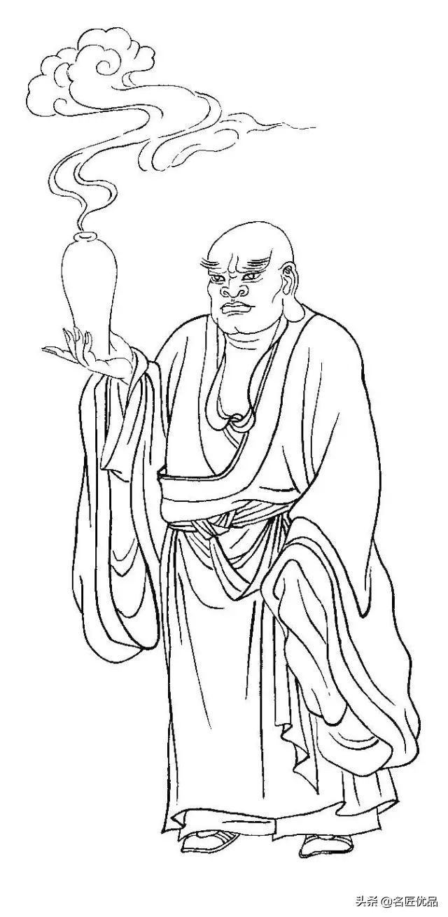 降龙罗汉白描图高清图片,十八罗汉白描图高清图片
