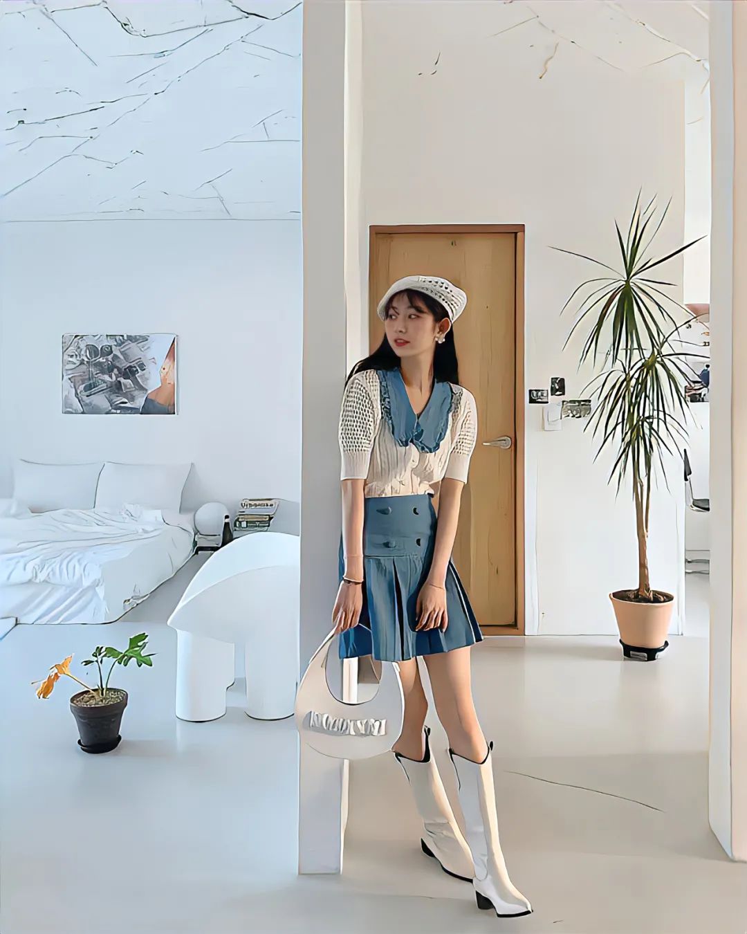 胖mm粗腿马丁靴冬季加绒羊羔绒,今年最火的中筒靴粗腿圆头马丁靴