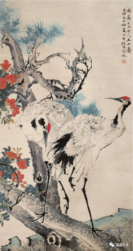 松鹤延年比较有名的图画,写意松鹤图看一下