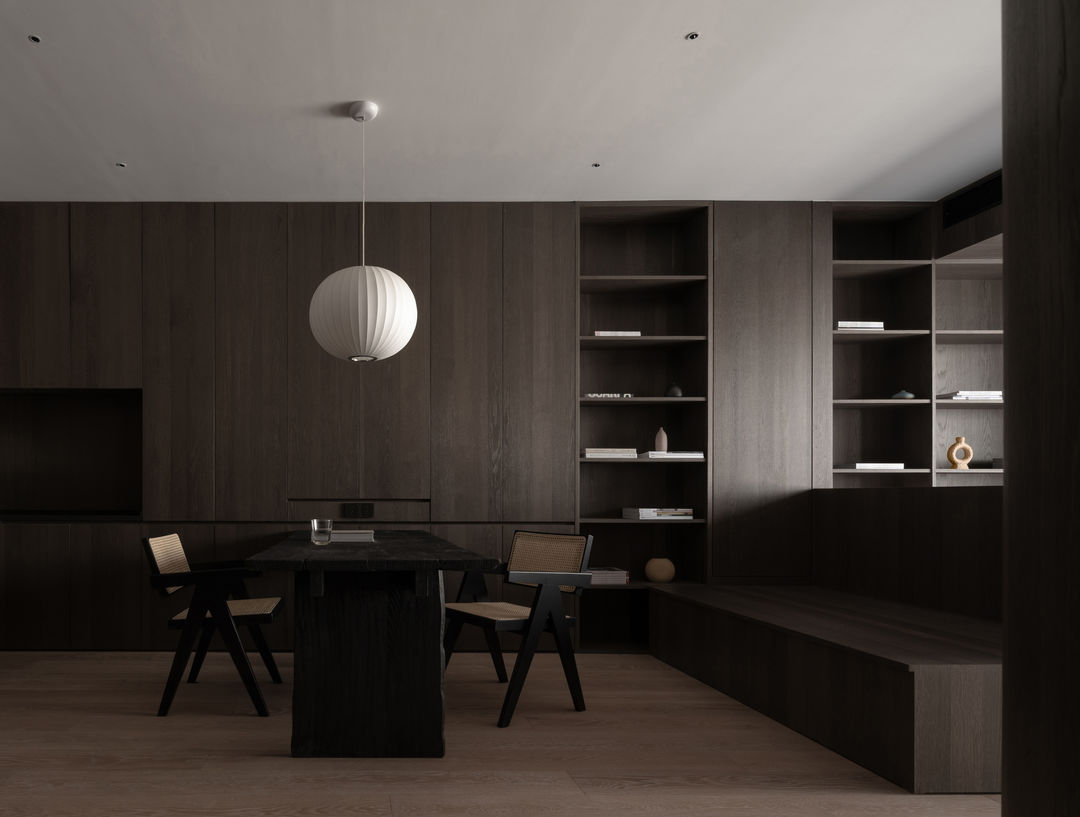 90平米两室一厅浅黑胡桃装修图,小户型现代简约胡桃木色