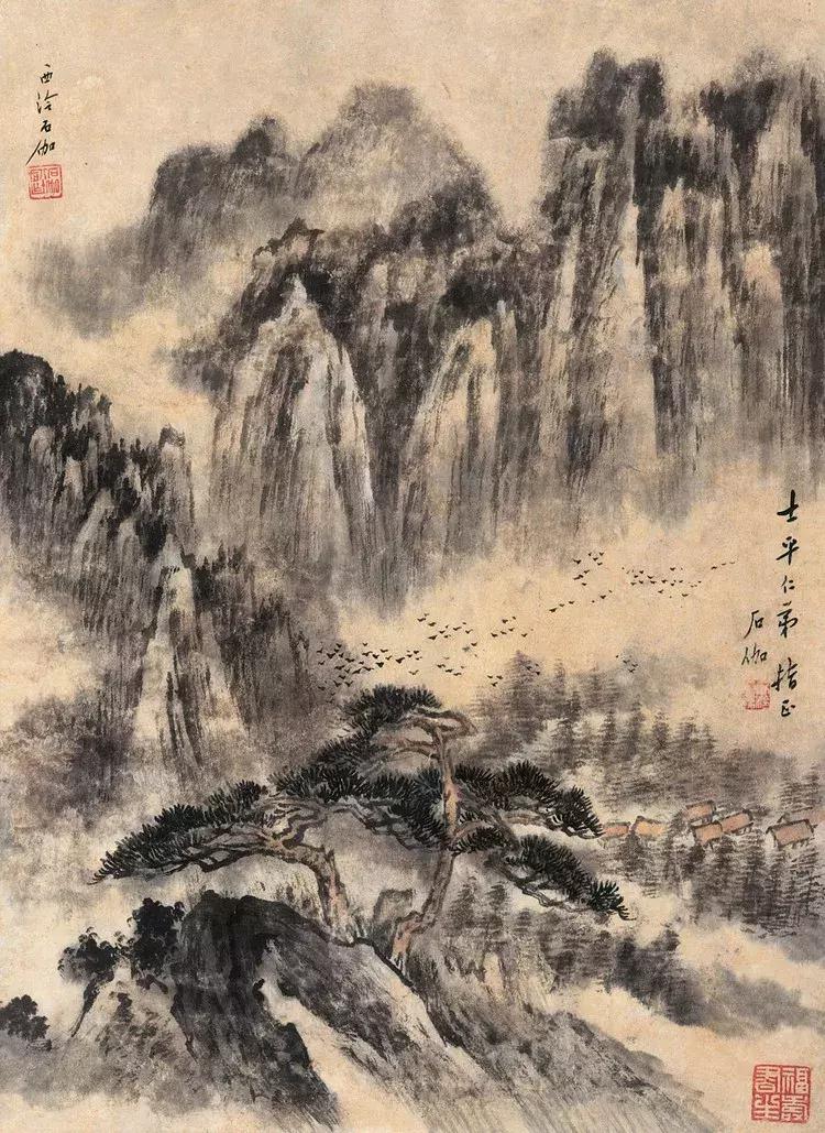 国画山水作品欣赏白雪石,国画山水奇石图片大全
