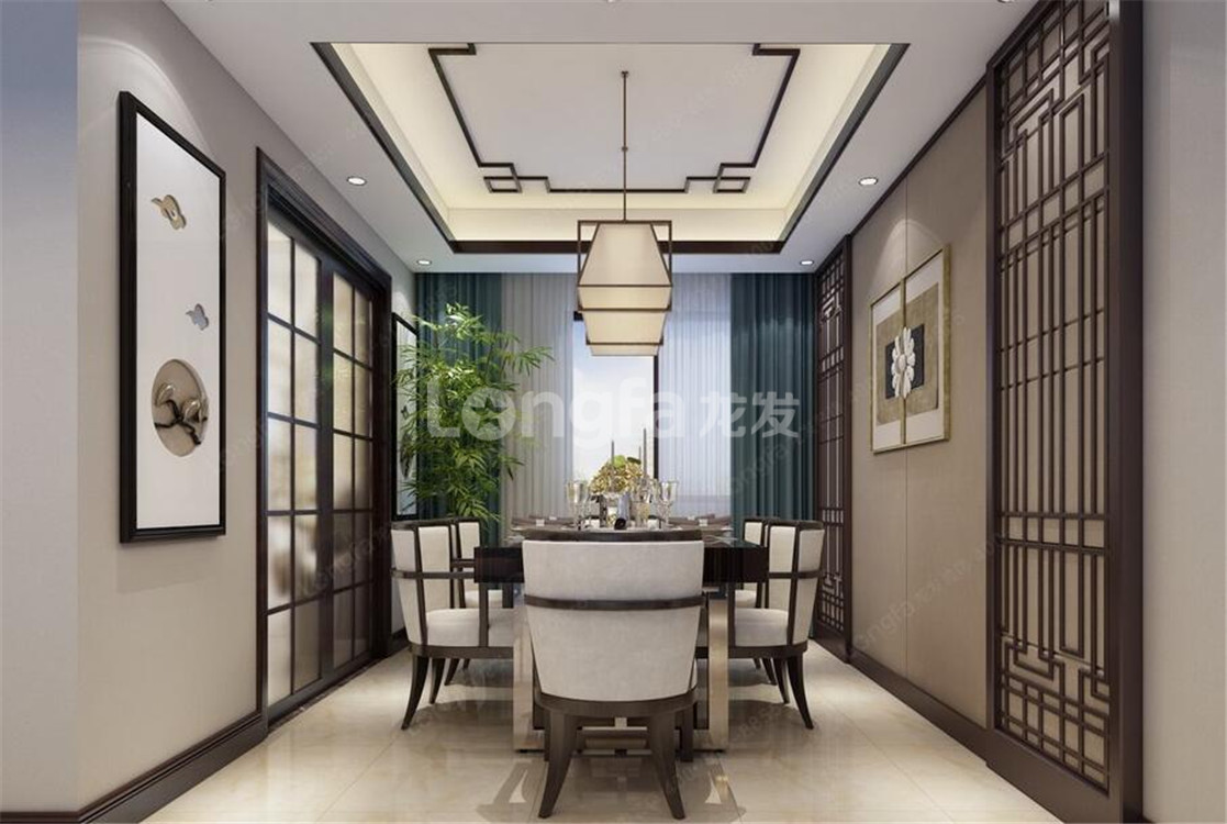 龙发装饰-华著中城189平新中式四居-清简淡雅自有格调