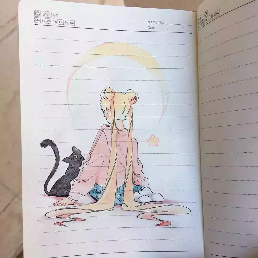 日本小姐姐画画素描,日本小姐姐一组插画