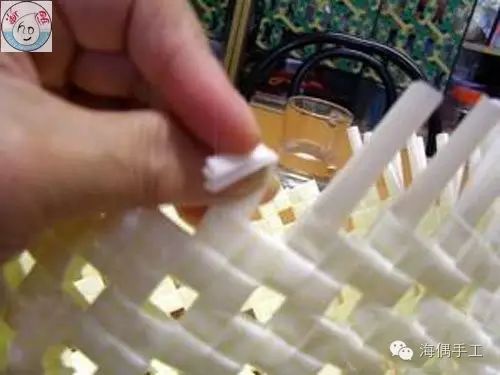 塑料带手工编织篮子收纳筐,塑料袋收纳筐