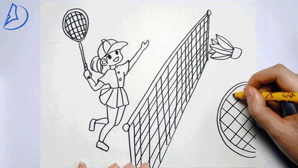 蜡笔画画,羽毛球简笔画儿童画