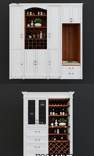 3dmax怎么画玻璃酒柜,新中式酒柜装饰柜组合3d模型