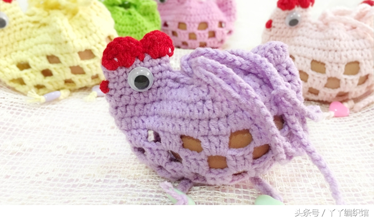 端午蛋袋立夏蛋兜兔子形状,端午鸡蛋网袋钩织