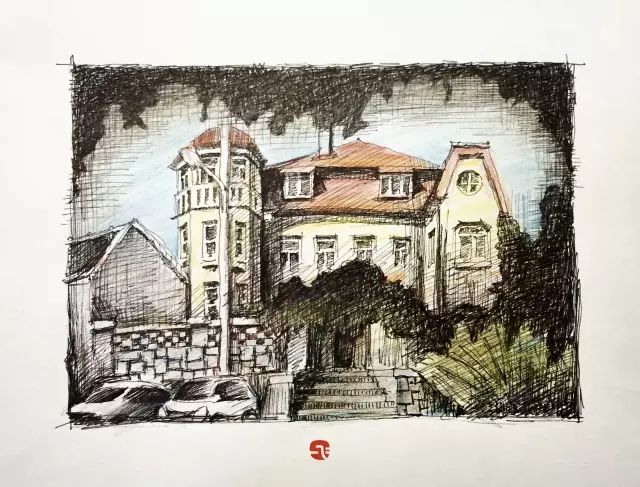 手绘青岛中山路游览图,手绘青岛建筑效果图