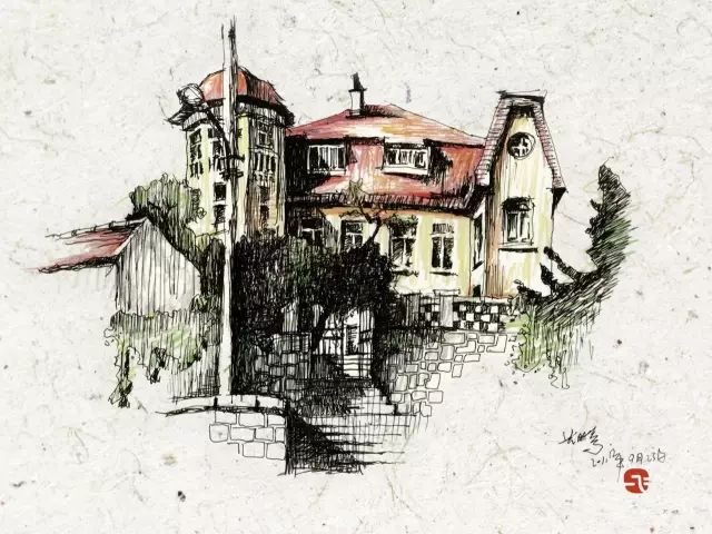 手绘青岛中山路游览图,手绘青岛建筑效果图