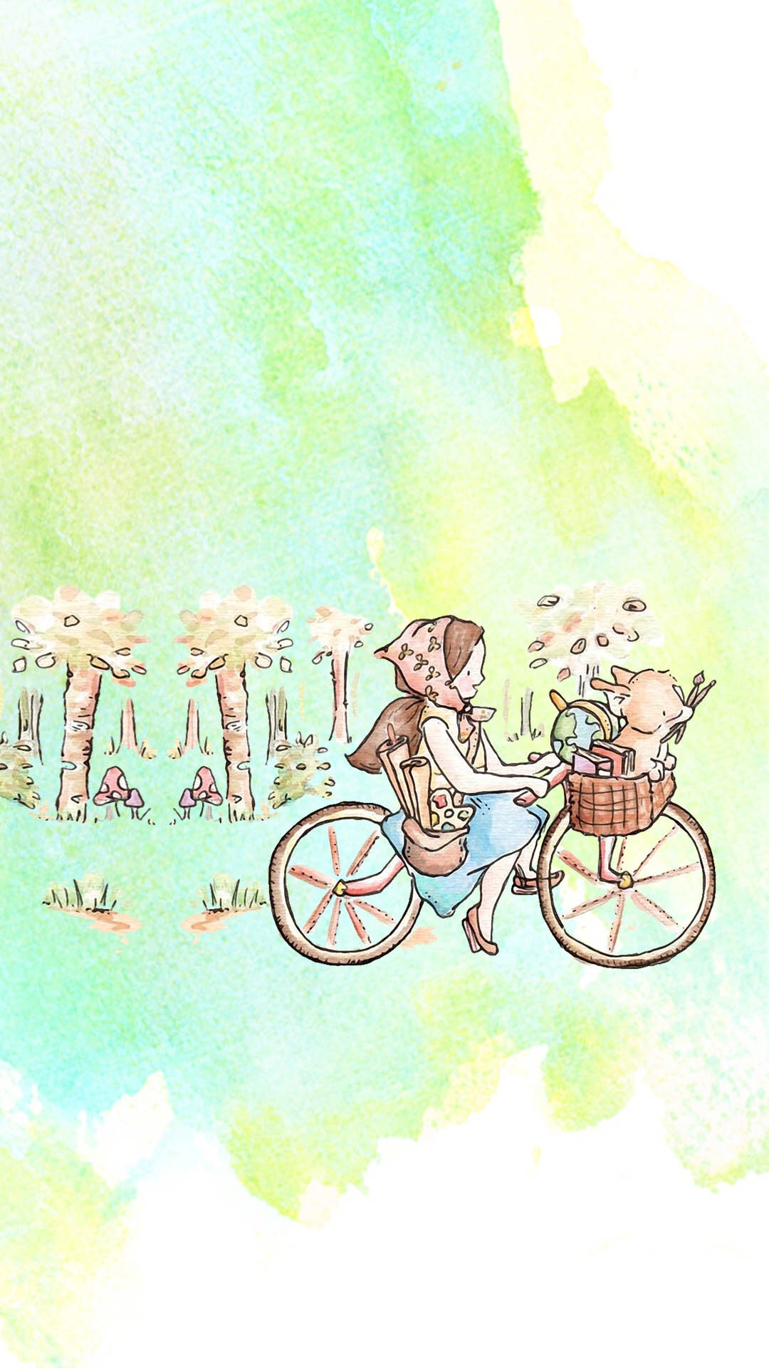 卡通治愈插画手机壁纸,手机壁纸卡通插画