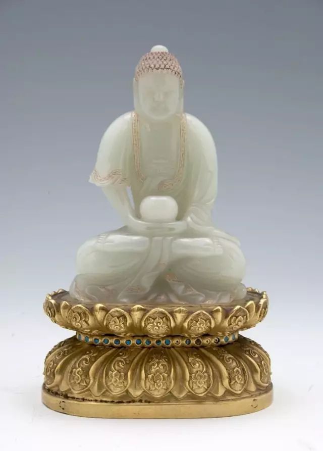 馆藏玉佛,明清鎏金玉佛