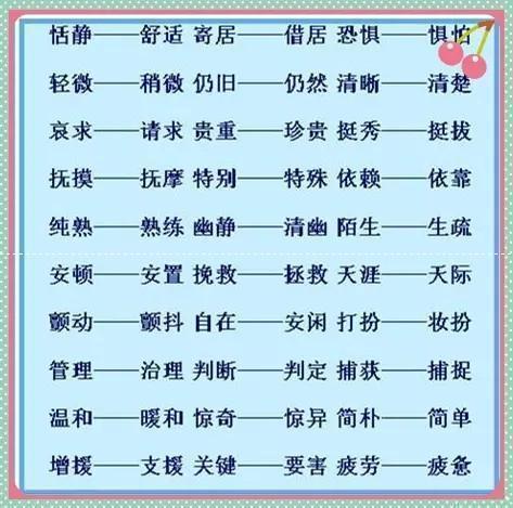语文老师教你的500个近义词反义词,小学语文必考近义词反义词汇总