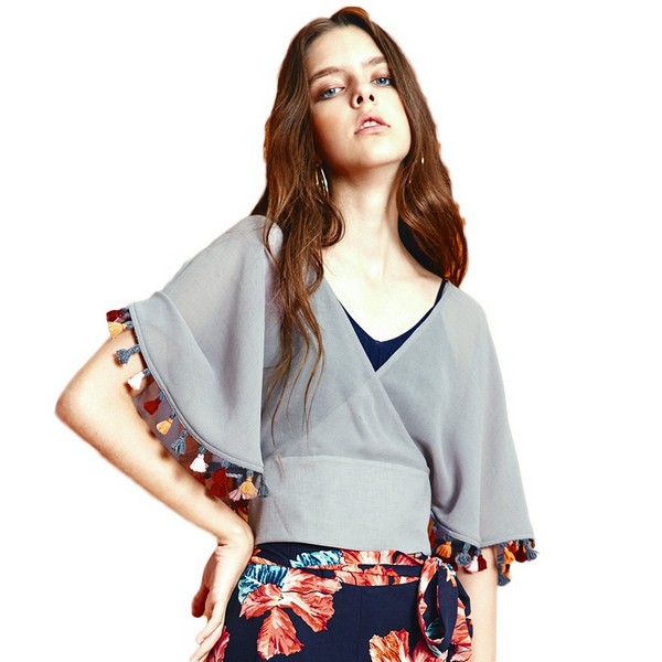 大码显瘦雪纺衫格子v领,V领显瘦雪纺衫