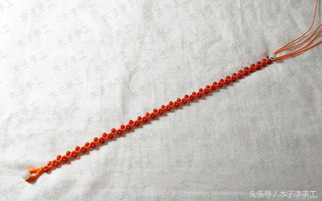 波浪斜卷结手链编法图解,波浪手链串珠教程