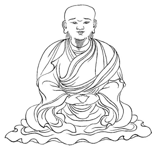 罗汉白描画稿,小写意罗汉图白描