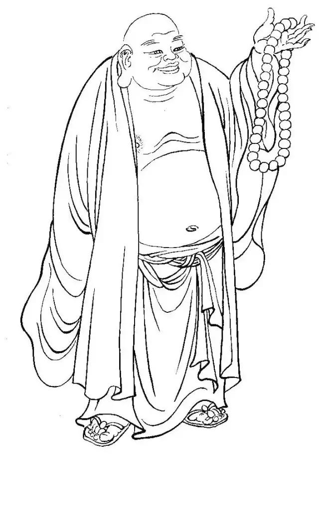 罗汉白描画稿,小写意罗汉图白描