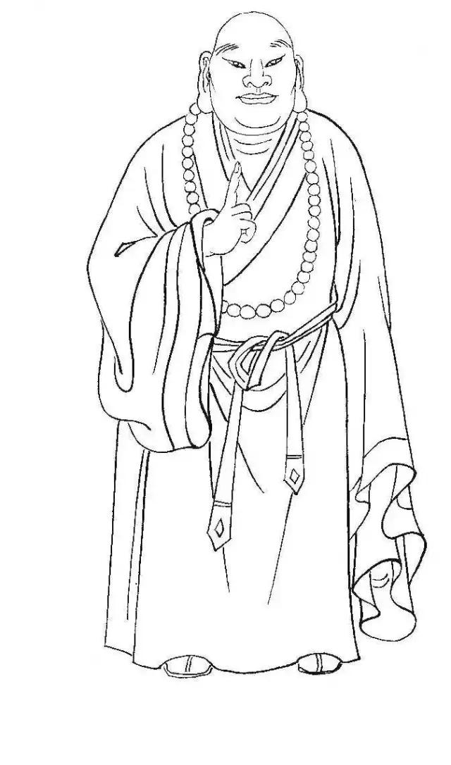 罗汉白描画稿,小写意罗汉图白描