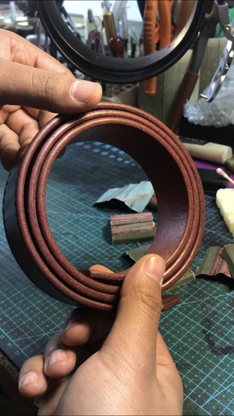很厚的牛皮腰带制作过程,自己怎么做牛皮腰带