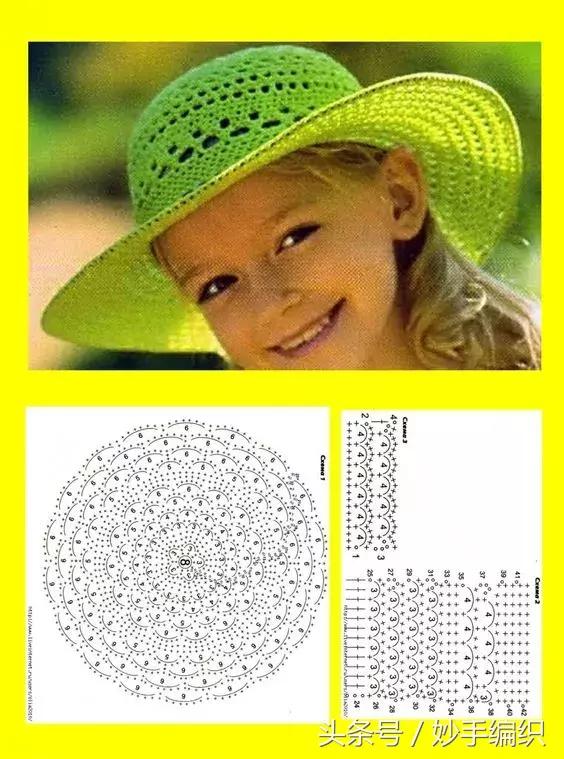 空心线钩太阳帽教程视频,空顶遮阳帽的钩法