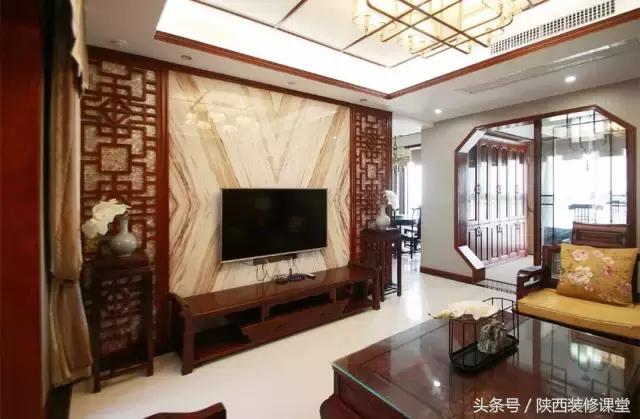 中式无主灯客厅吊顶效果图,80平客厅法式吊顶