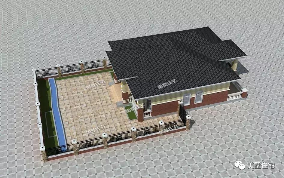 乡村别墅庭院一层带车库,乡村别墅带庭院花园