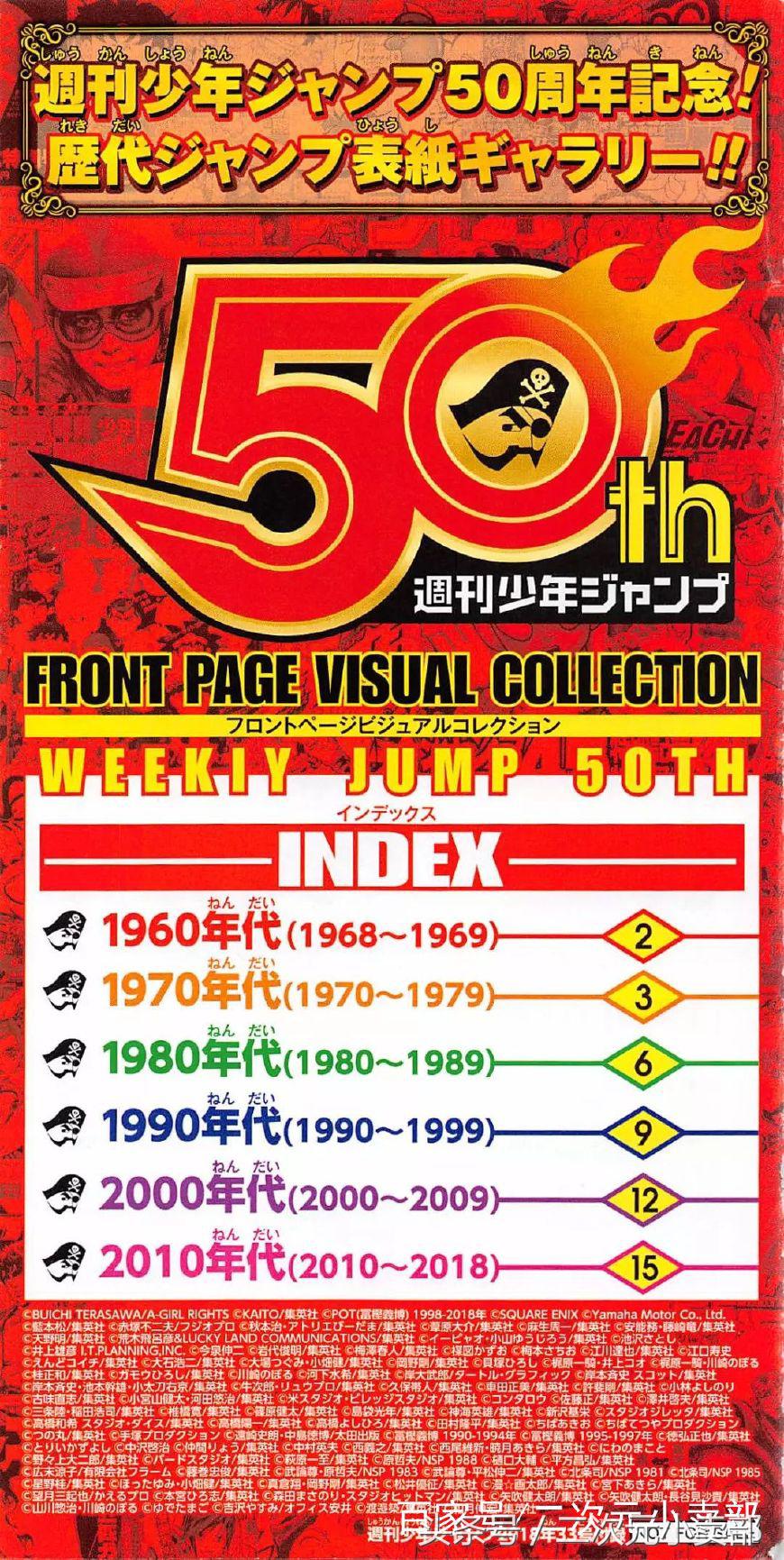 日漫少年jump50周年贺图,周刊少年jump50年封面变迁