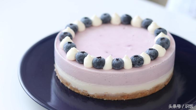 不烘烤的甜品蓝莓奶油芝士蛋糕,自制甜品蓝莓芝士蛋糕