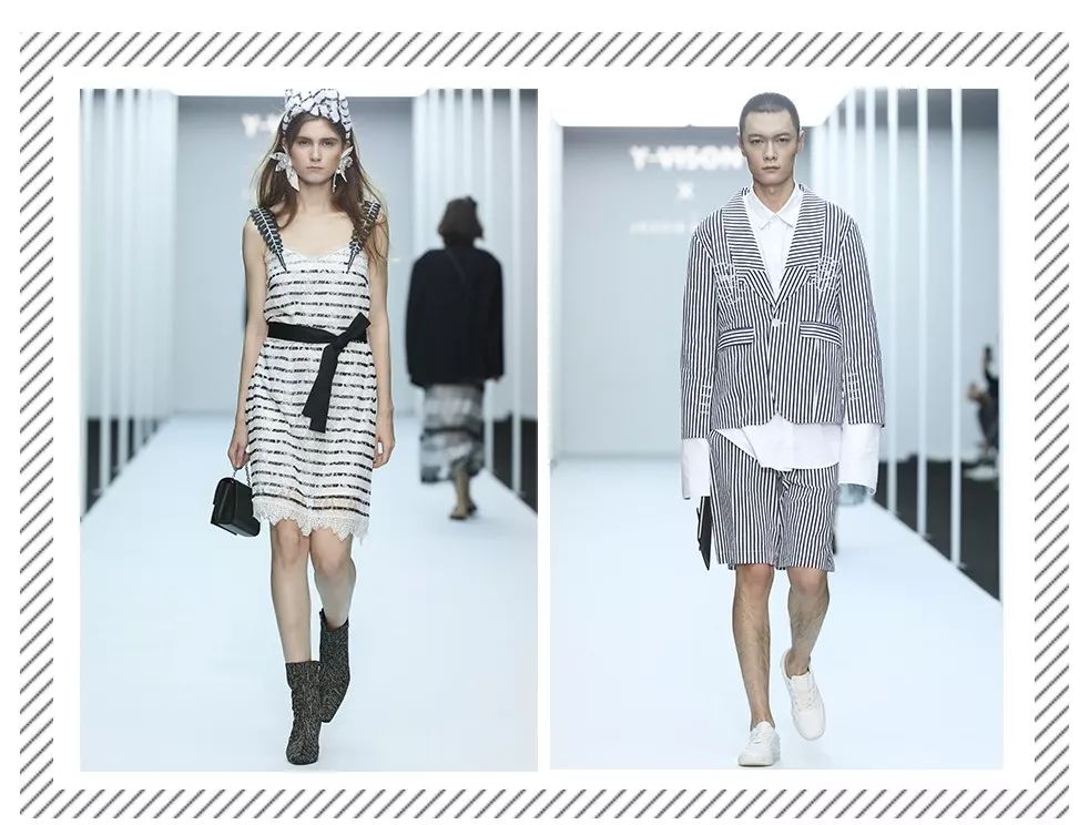 条纹简单大方,斜条纹加竖条纹