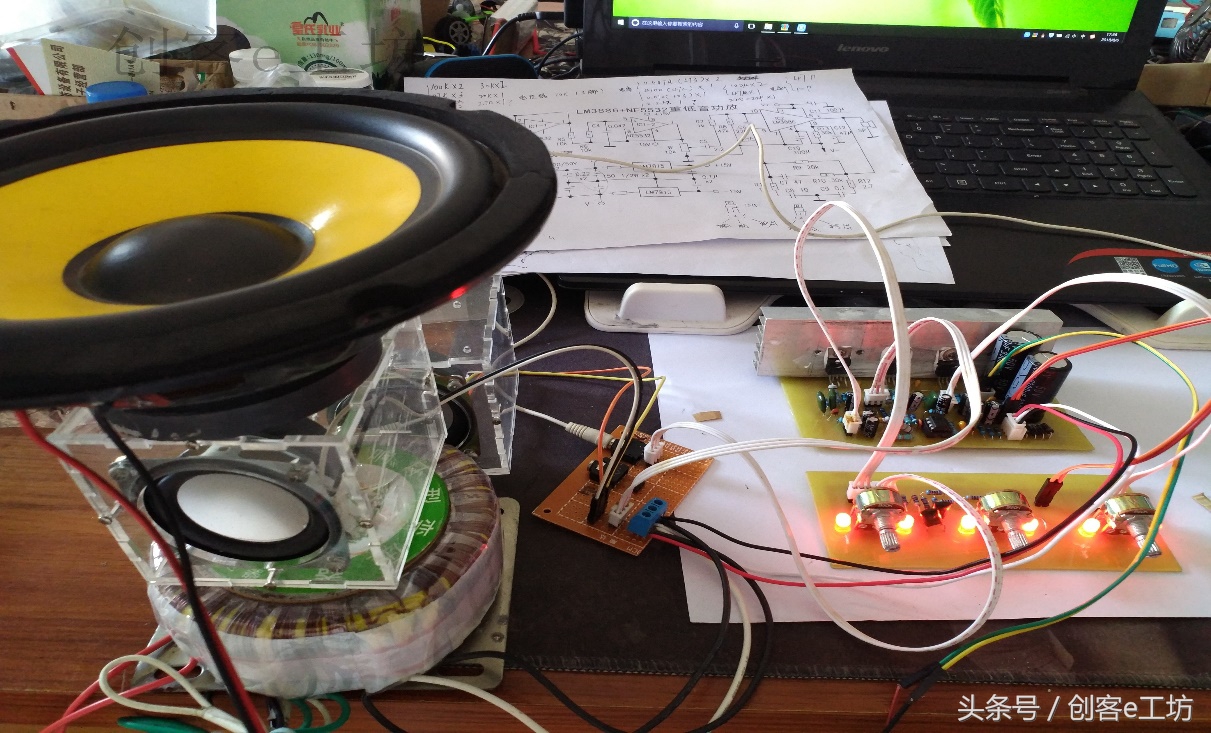 diy功放和品牌功放,重低音音箱制作过程